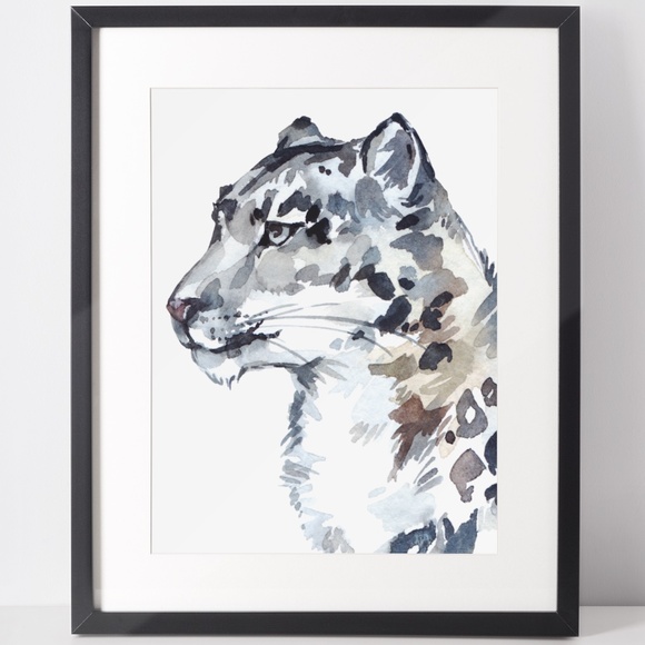 Other - Watercolor Snow Leopard Wall Art Print Poster Unframed